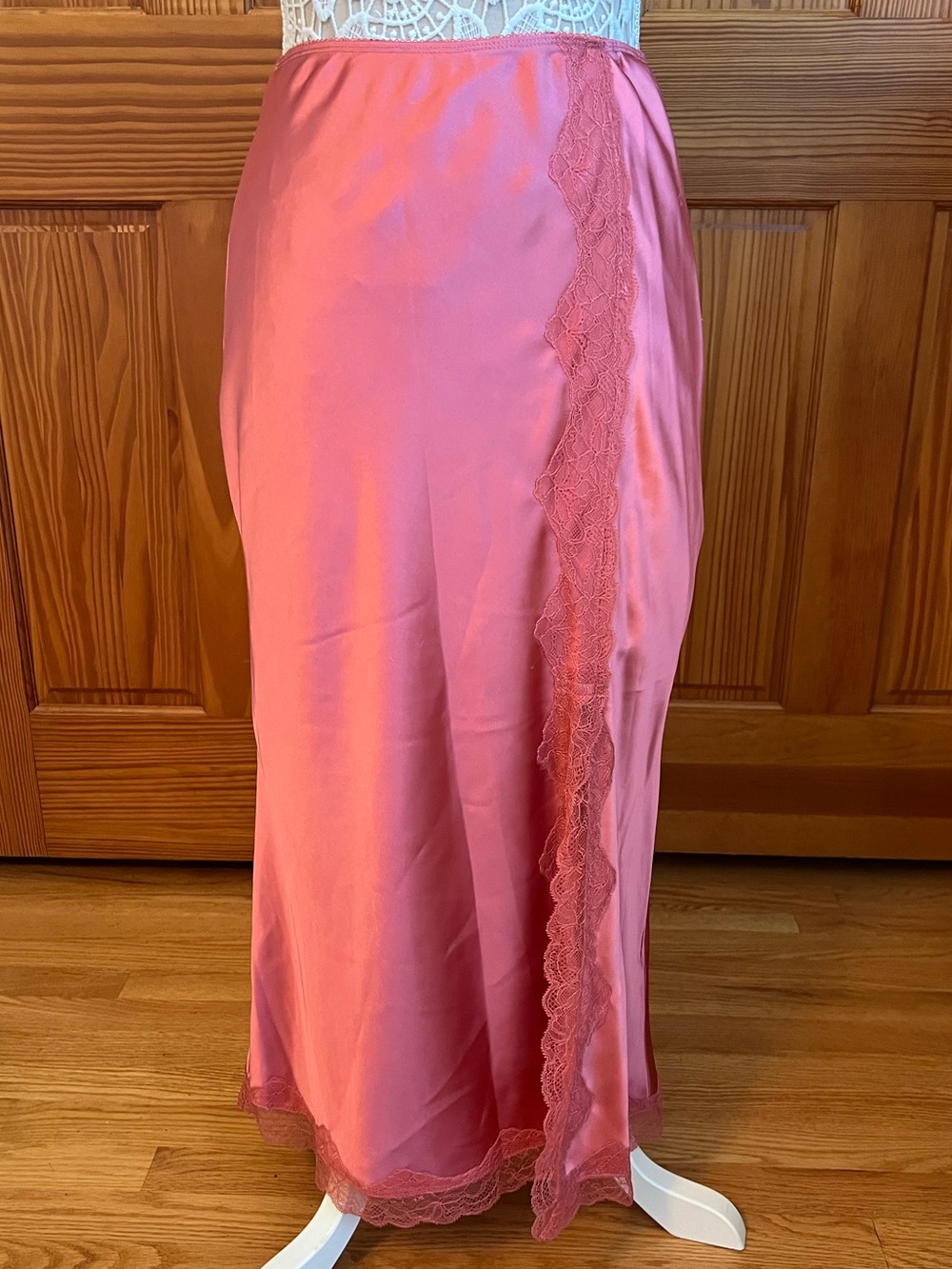 Topshop Satin & Lace Maxi Skirt